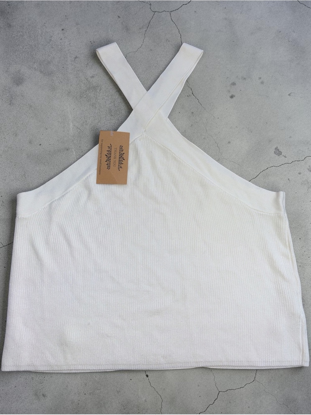 Boutique 9 White Ribbed Cross-Back Crop Tank